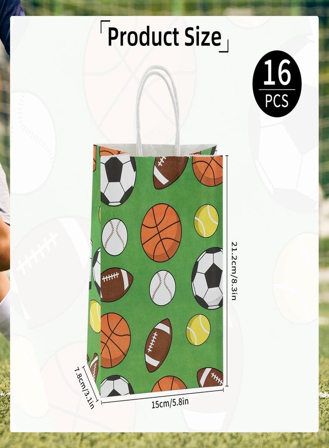 Motroce 16Pcs Sports Party Favor Bags with Handles, Sport Themed Goody Bags for Kids Birthday, Candy, Snacks & Small Gifts - Image 2